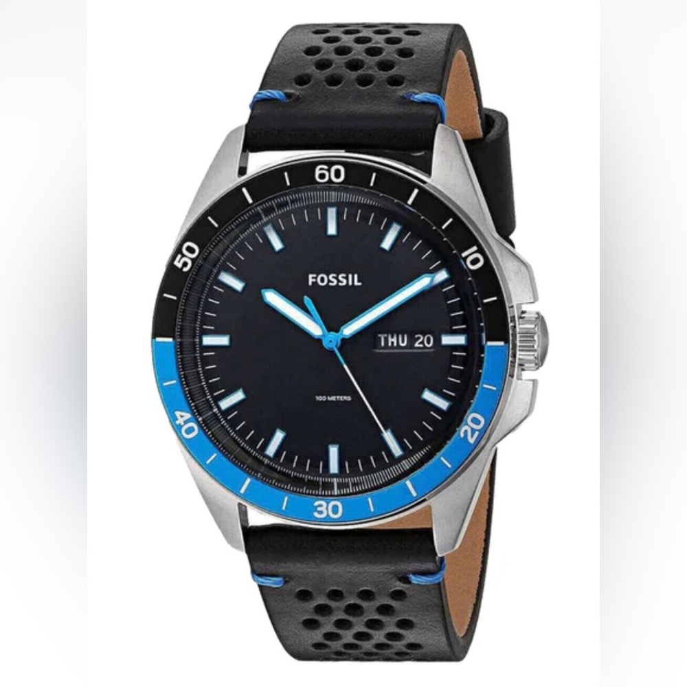 Men’s Fossil Watch- Genuine Leather                   water resistant 100 meters